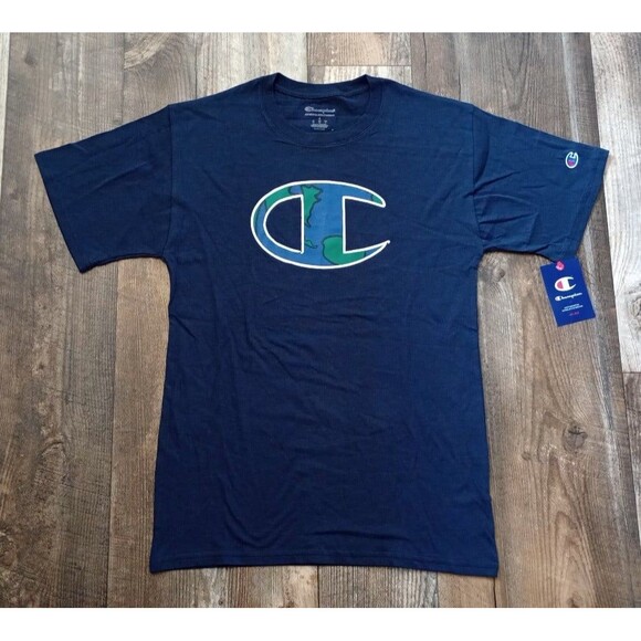 NWT Men's Champion Classic T-Shirt Navy Blue Earth C Logo, Small - Picture 2 of 7
